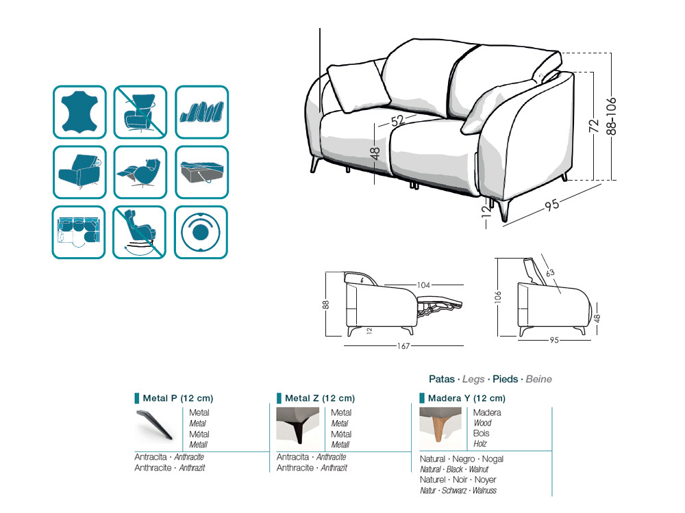 Disfruta el máximo confort con el sofá relax Babylon. Chaiselongue y tejidos seleccionados con un estilo muy premium.