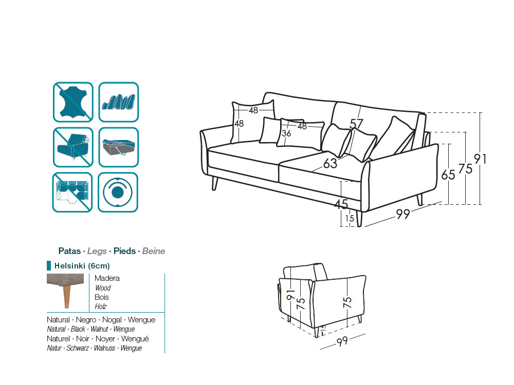 Crea un rincón único con el sillón con puf de diseño Helsinki de Fama. Elige tejidos en Mobel 6000 con estilo premium.
