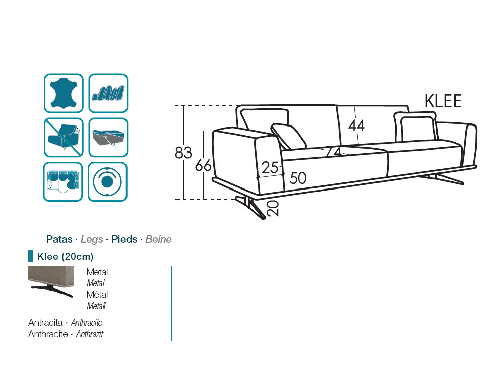 El sofa modular esquinero Klee es ideal para tu Salón. Confort premium y diseño relax totalmente a tu medida.