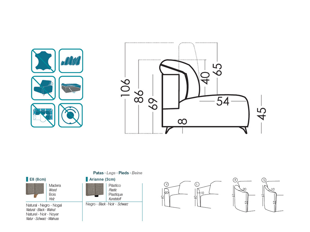 El sofa modular Natalie es ideal para tu Seismil Studio web. Personaliza sus tejidos y medidas con gran estilo premium.