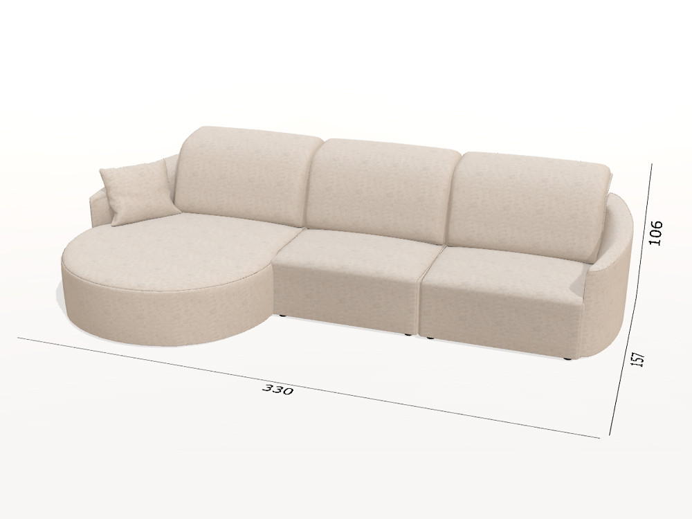 Crea un rincón único con la chaise longue redondeada del modelo Natalie Round. Personaliza tejidos con gran estilo premium.
