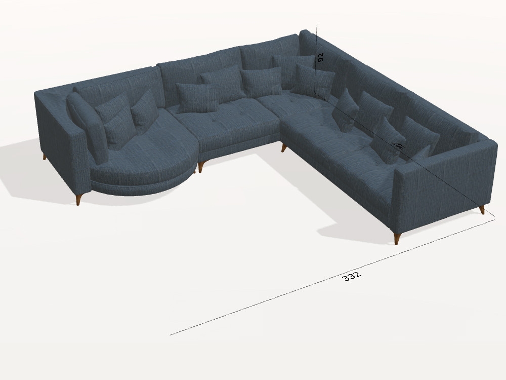 Tu sofa rinconera modular Opera es único. Personaliza sus medidas y elige tejidos seleccionados con un acabado premium.