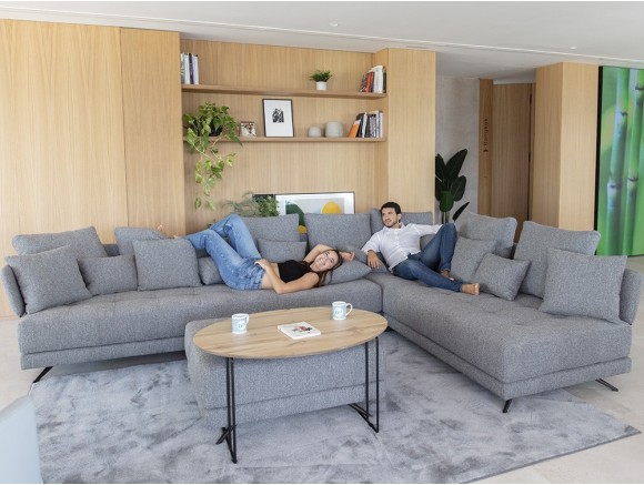 Diseña tu sofa rinconera moderno Pacific de Fama en Mobel 6000 en Madrid. Personaliza medidas y telas muy premium.
