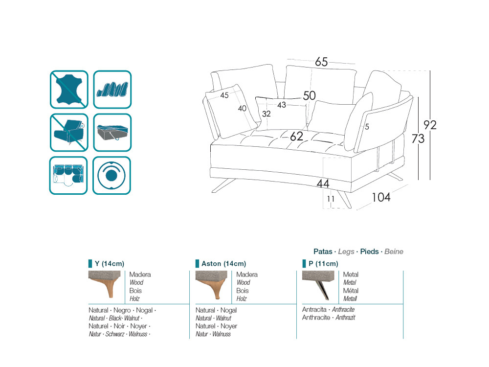 Disfruta el gran confort del sofa de esquina Pacific de Fama. Elige medidas y telas para un estilo de salon premium.