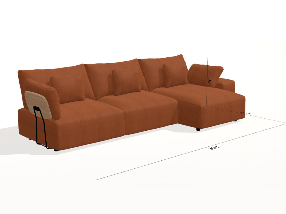Si buscas un sofa a medida, el Teseo con chaiselongue es ideal. Configura telas y medidas para un confort premium.