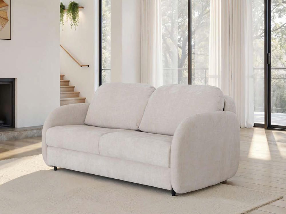 Consigue el sofa cama moderno Bopy con formas redondeadas en Seismil Studio web. Con tejido Diana y el confort más premium.