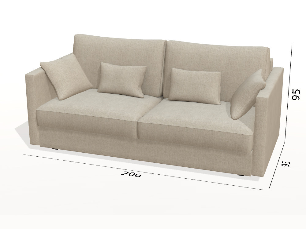 El sofa cama italiano Ravel de Fama luce ideal en Seismil Studio web. Configura medidas y telas con un confort premium