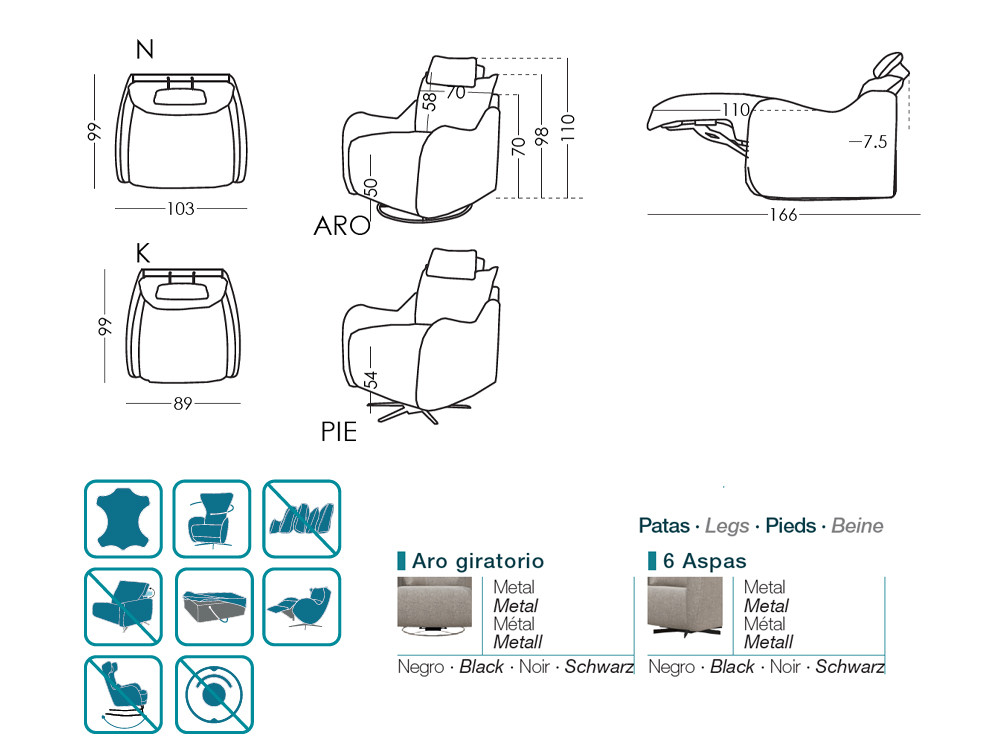Disfruta el gran confort del sillon relax electrico Abel. Fama ofrece el sistema Sensae y telas con un estilo muy premium.