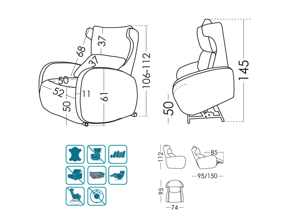 El sillon relax moderno Kim de Fama es ideal para tu hogar. Con sistema powerlift y telas estilo premium