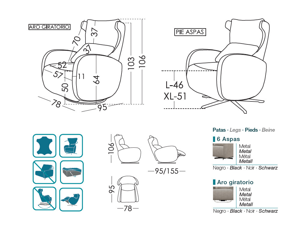 Consigue un sillon relax de piel con el modelo Kim de Fama. Sistema electrico y acabados a medida de estilo premium