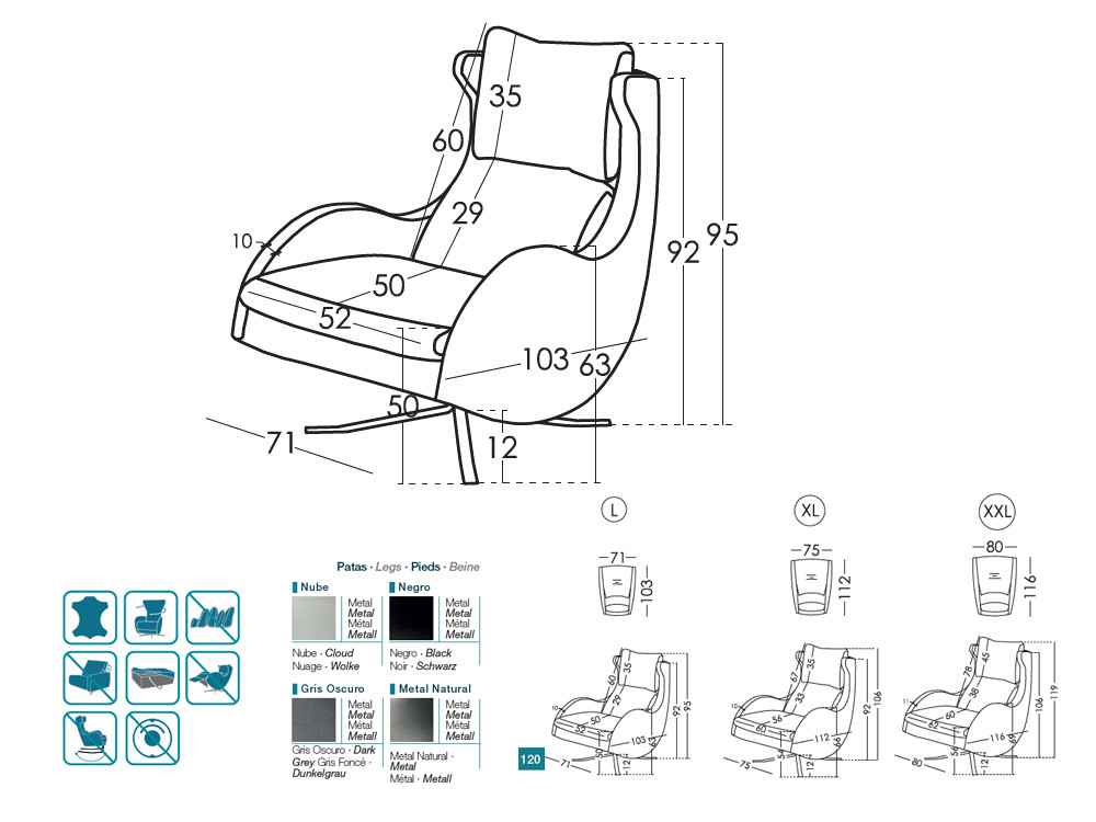 El sillon giratorio relax Lenny de Fama luce ideal en tu hogar. Elige piel y puf con un gran estilo premium