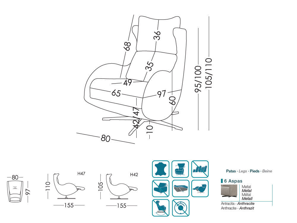 Disfruta el confort del sillon relax moderno Lenny de Fama. Elige tus tejidos y usa su botonera con estilo muy premium.