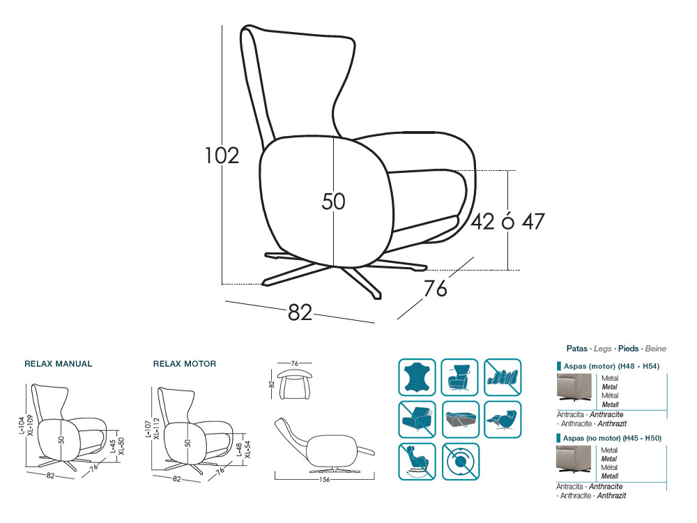 Buscas un sillon relax moderno Mondrian de Fama? Personaliza tejidos y sistema manual o motorizado estilo premium