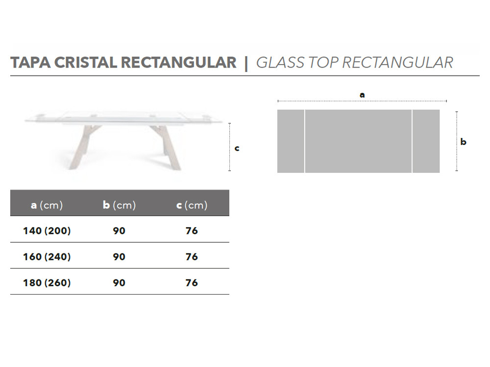 Mesa extensible Ash Cristal
