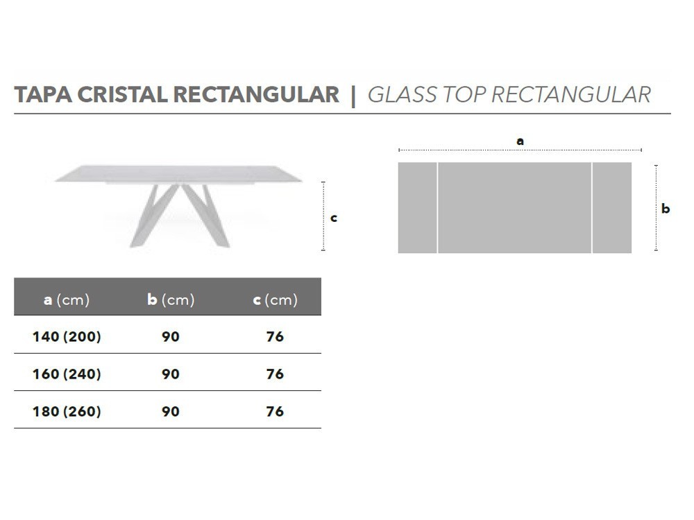 Mesa extensible Batta cristal Nacher
