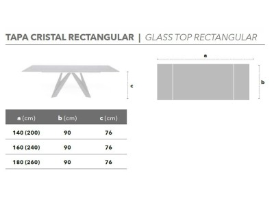 Mesa extensible Batta cristal Nacher