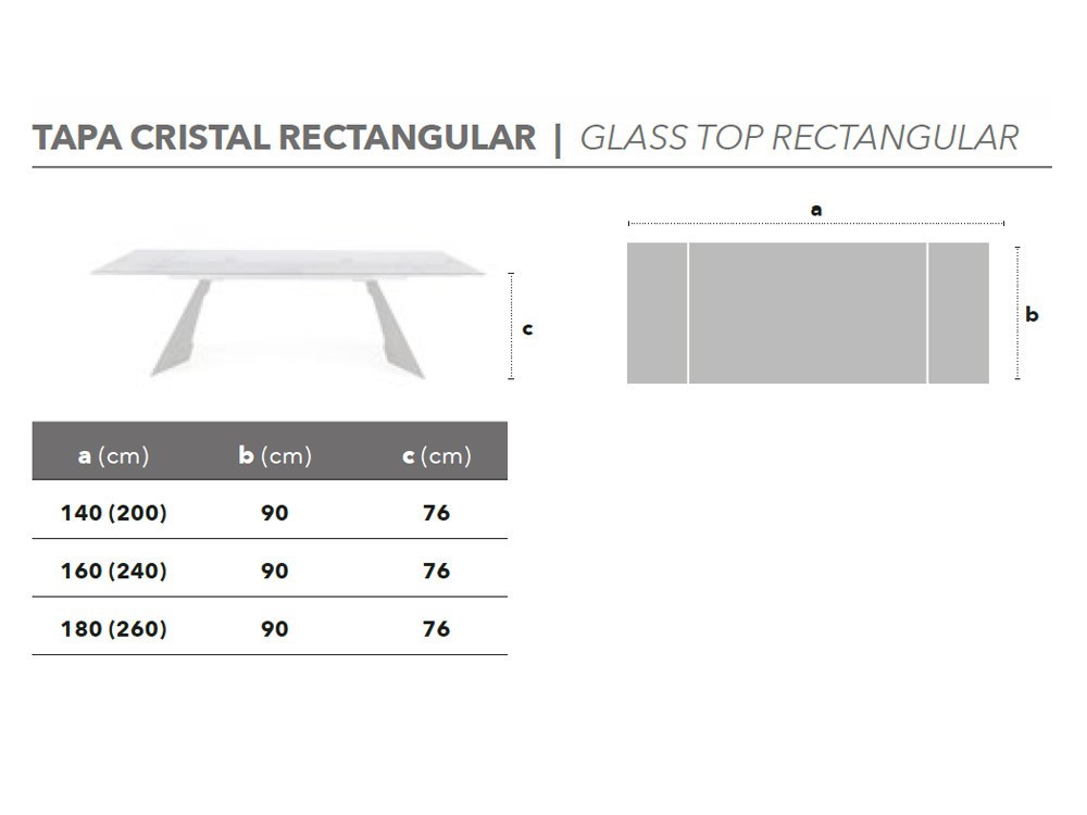 Mesa extensible Kiv cristal Nacher