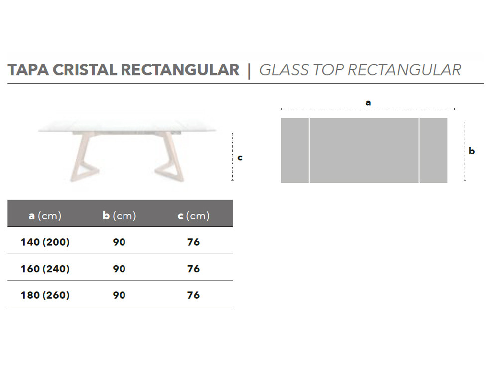 Mesa extensible Nil Cristal CH Design