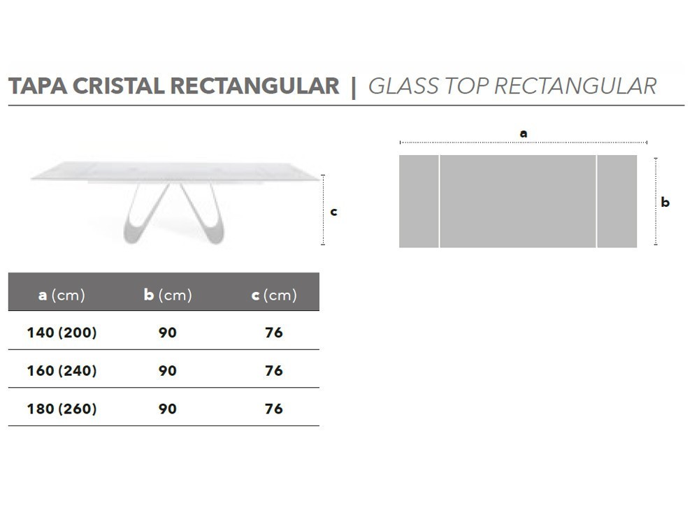 Mesa extensible Papallona cristal Nacher