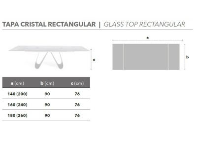Mesa extensible Papallona cristal Nacher