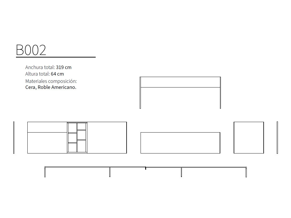 Si buscas muebles de salon de diseño, el B002 de Kazzano destaca por su interior en roble y el sutil acabado cera exterior.