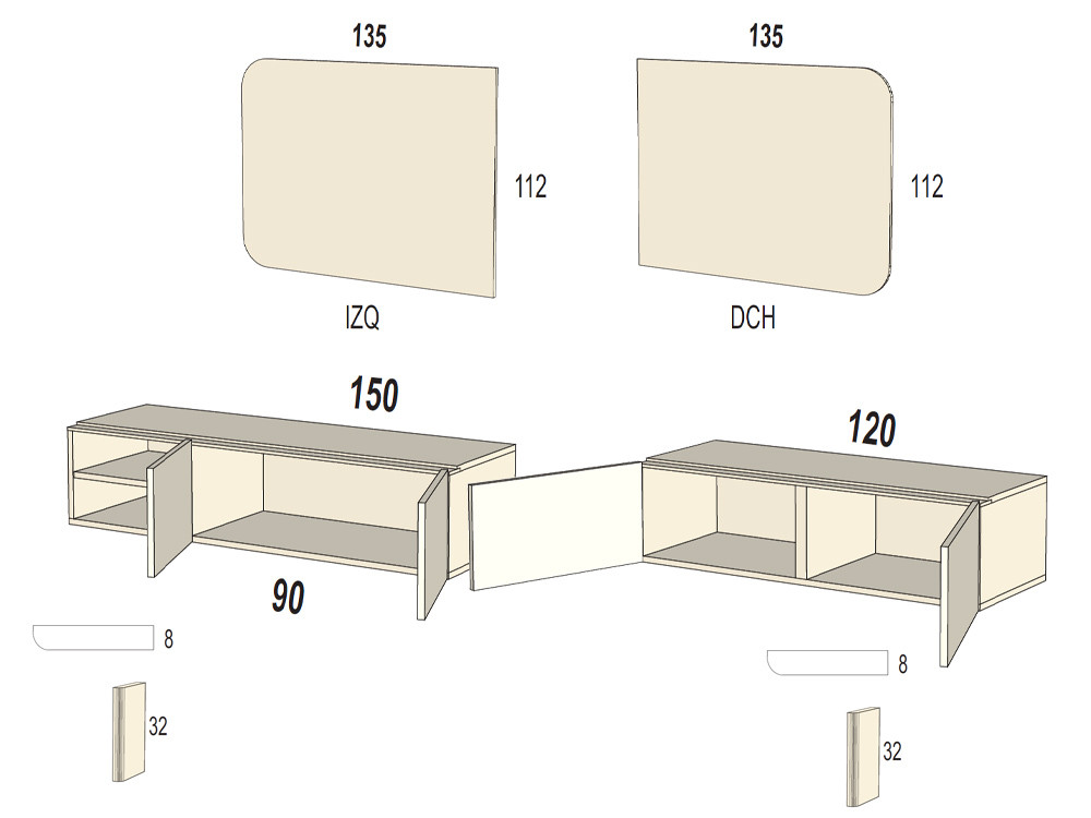 Si buscas muebles de television modernos, el B003 de Kazzano destaca por su panel con luz led y bellos frentes organicos.