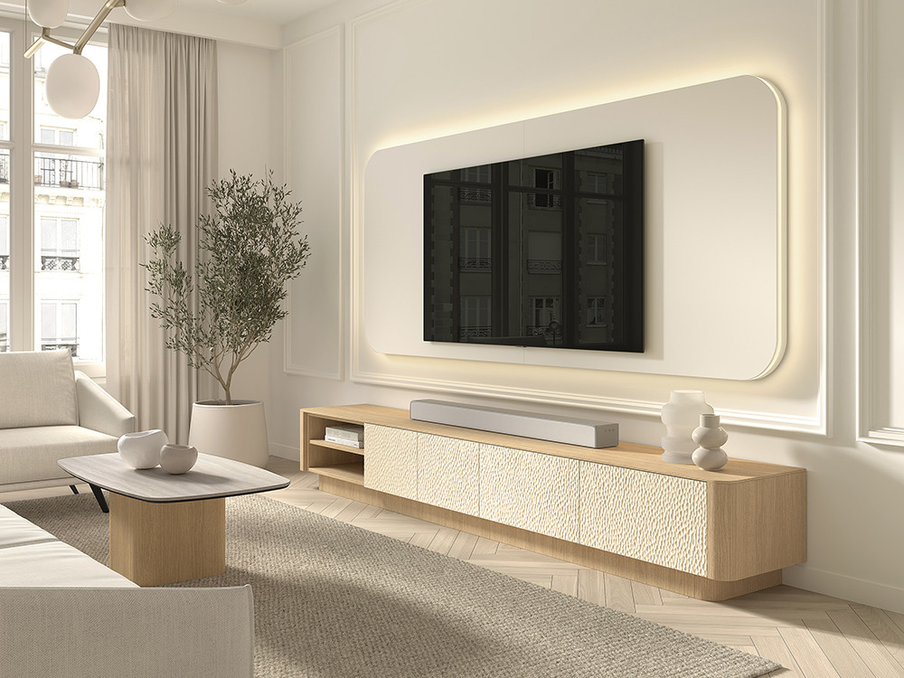 Tu composicion mueble tv B003 de Kazzano te espera. Haz tu compra online en Mobel 6000 con panel led y frentes organicos.