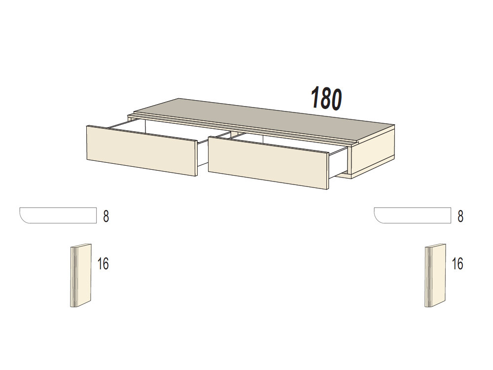 Personaliza tu salon con el panel para tv flotante B015 de Kazzano. Tiene dos cajones, acabado caliza y un calido panel led.