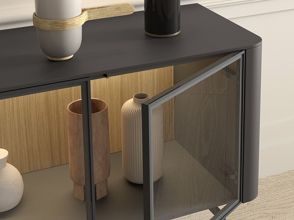 Tu vitrina de comedor B036 de Kazzano te espera. Haz tu compra online en Mobel 6000 con un diseño de cristal transparente.