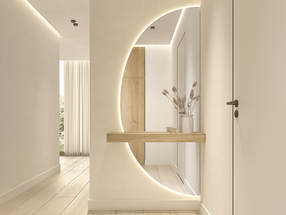 Diseña tu mueble recibidor suspendido B125 de Kazzano en Mobel 6000 en Madrid. Con espejo y colgadores ocultos.
