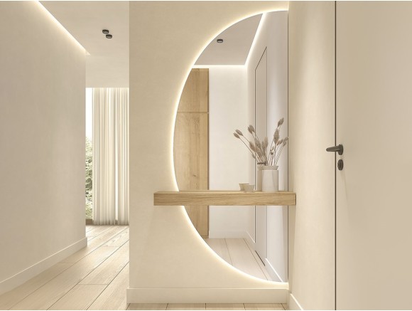 Diseña tu mueble recibidor suspendido B125 de Kazzano en Mobel 6000 en Madrid. Con espejo y colgadores ocultos.