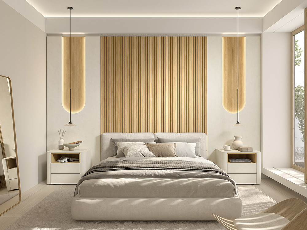 Diseña tu dormitorio con el panel decorativo U B161 de Kazzano en Mobel 6000 en Madrid, con iluminación led a tu medida.