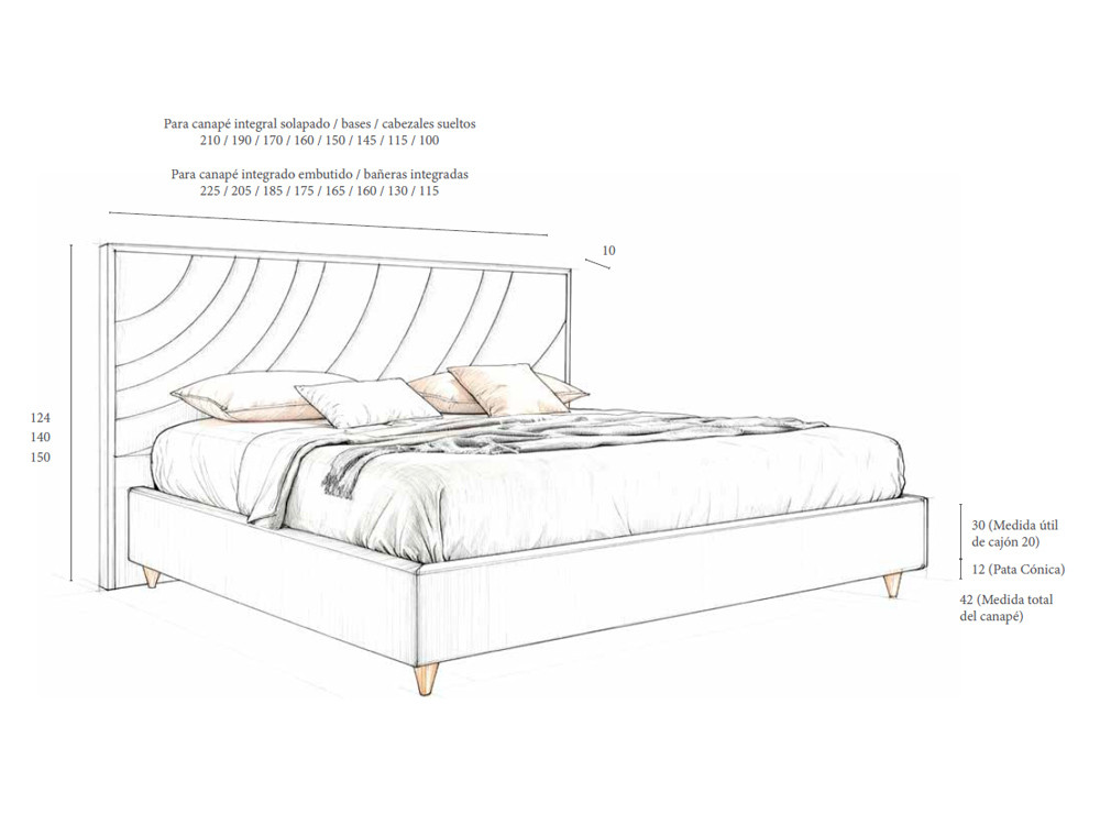 Si buscas camas tapizadas modernas, el cabecero K2 de Acana Piel y el canapé Soft visten tu dormitorio con gran elegancia.
