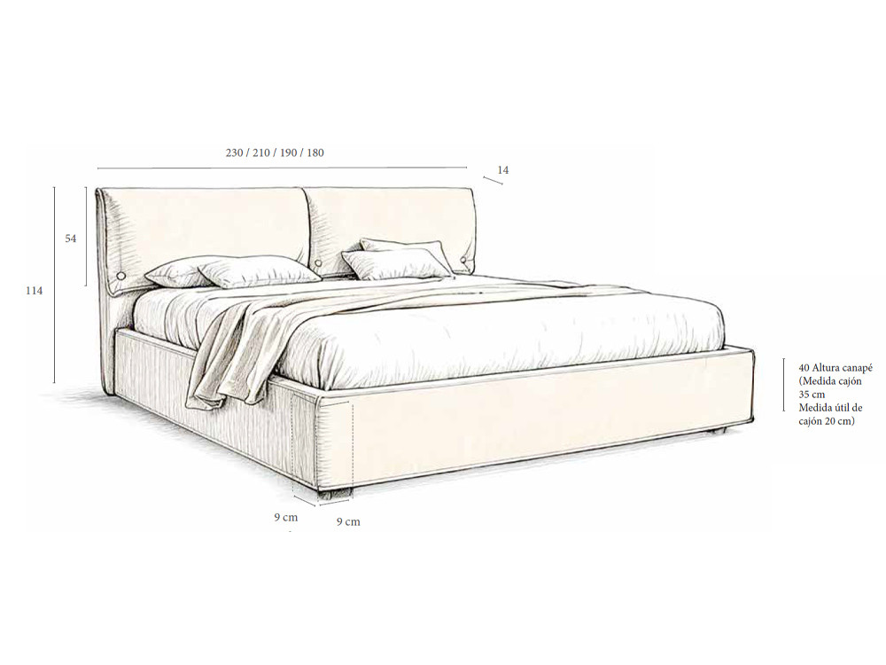 Crea un dormitorio elegante con el canapé elevable y cabecero Salem, tapizados con sutiles tejidos premium a tu elección