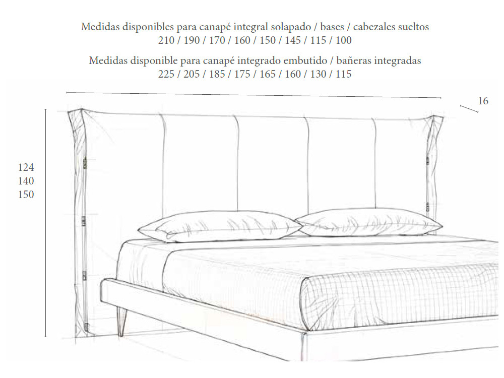 Si buscas camas tapizadas modernas, el cabecero Serena de lino de Acana Piel con su aro bañera ofrece un descanso premium.