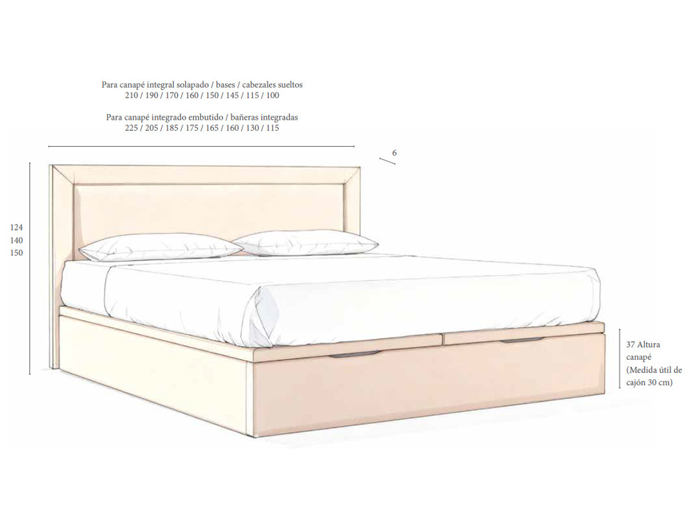 Tu cama tapizada con canape Roma y el precioso cabecero Tribeca de Acana Piel se adaptan a tu dormitorio a la perfección.