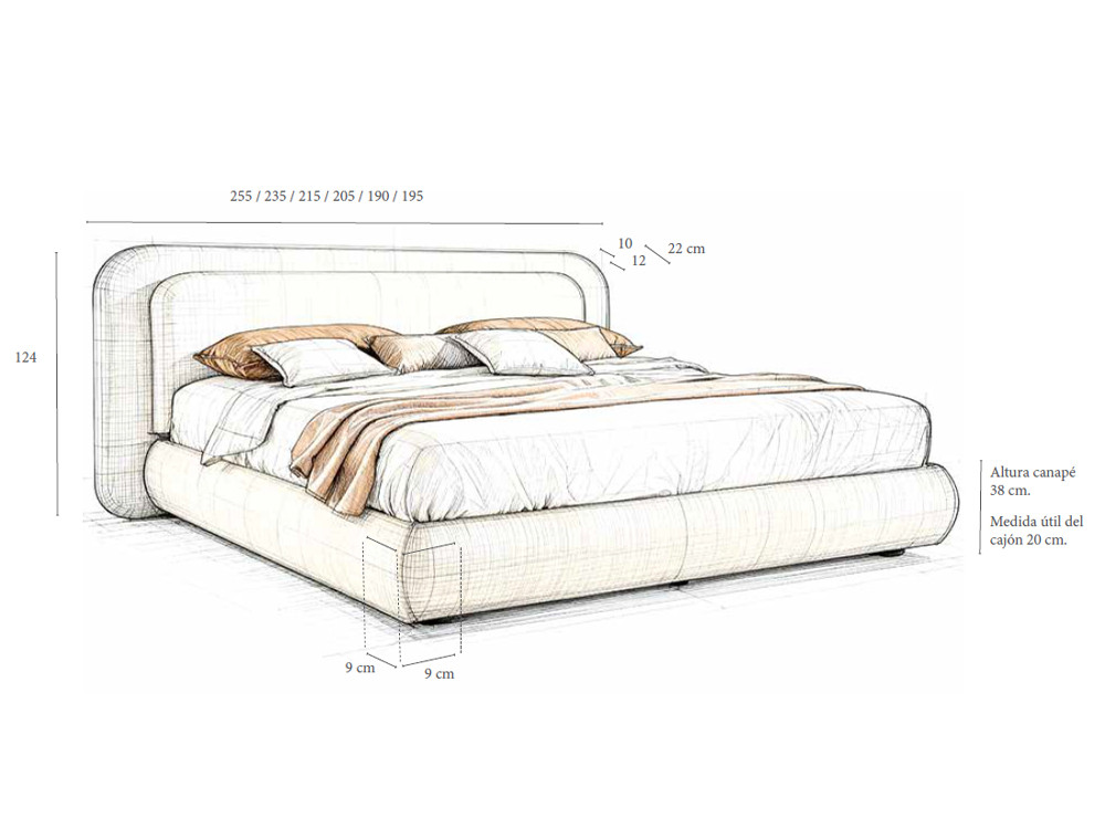 Cama tapizada Pelusso