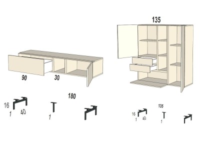 Consigue un salón de diseño moderno con la composición B005 de Kazzano, con mueble de televisión y aparador alto a medida.