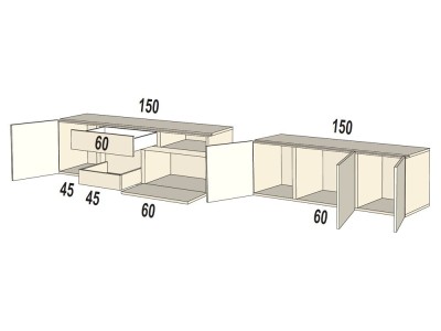 Personaliza a la medida de tu hogar el mueble de tv suspendido B009 de Kazzano, en los acabados y medidas que prefieras.