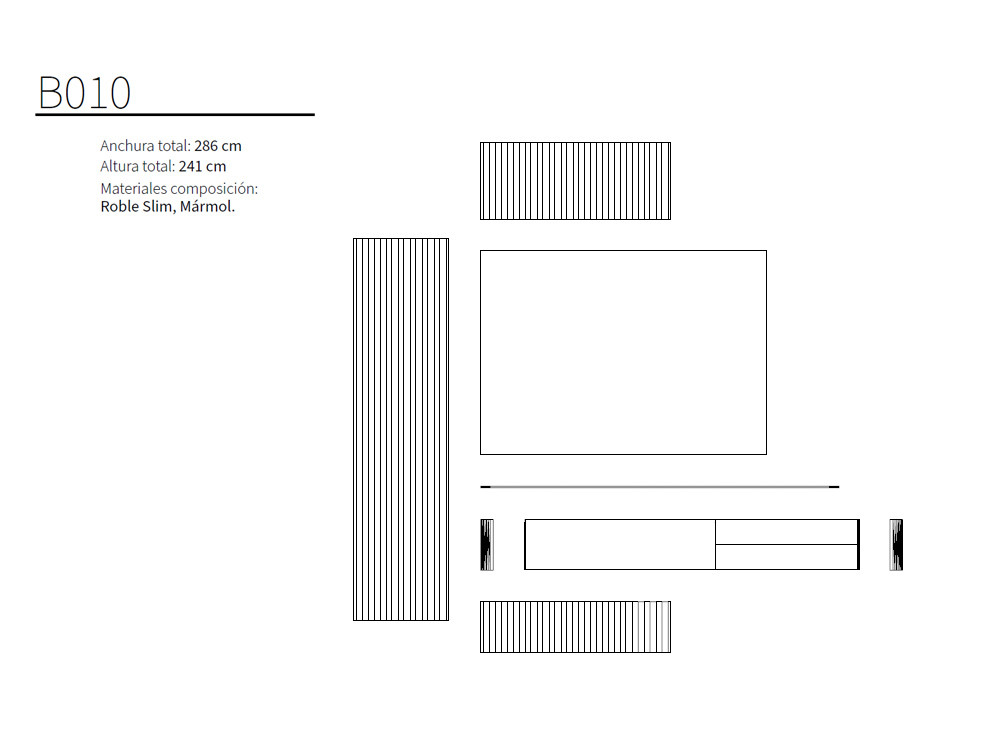 El mueble de tv suspendido B010 de Kazzano destaca en Seismil Studio, con sus suaves formas curvas y un panel alistonado.
