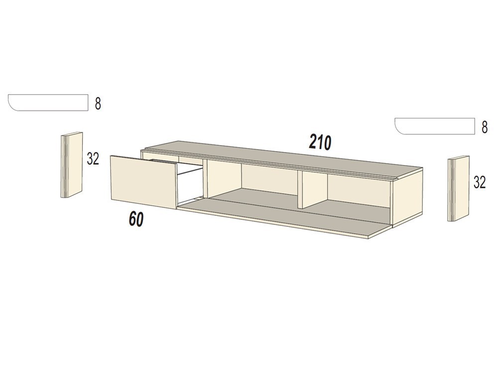 Personaliza tu mueble de tv suspendido B012 de Kazzano, combinando un concepto global con sus paneles alistonados a medida.