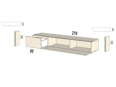 Personaliza tu mueble de tv suspendido B012 de Kazzano, combinando un concepto global con sus paneles alistonados a medida.