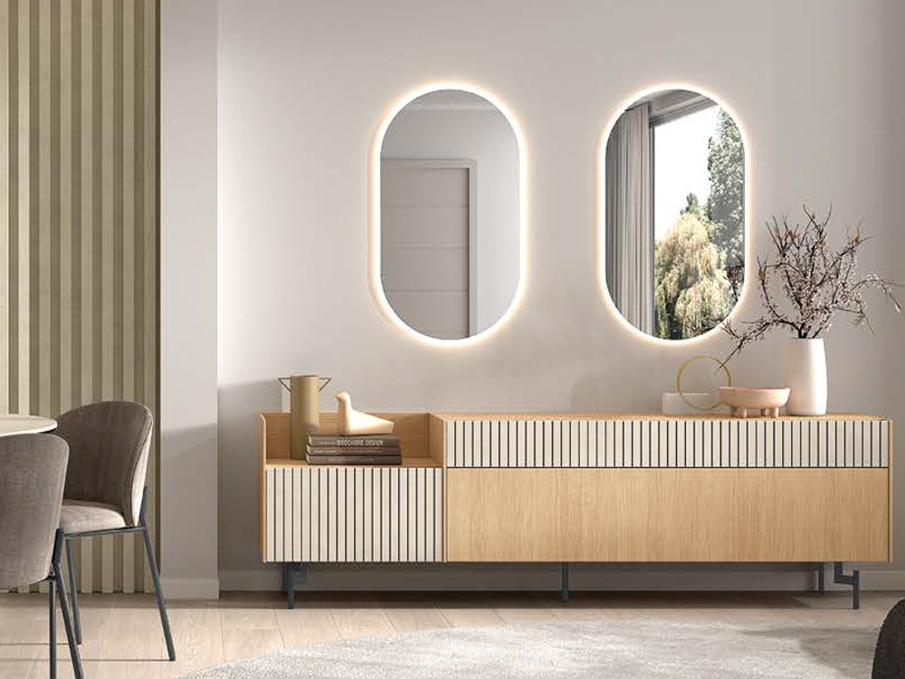 Tu mueble de televisión B023 de Kazzano te espera al hacer tu compra online en Mobel 6000, con sus acabados a tu medida.