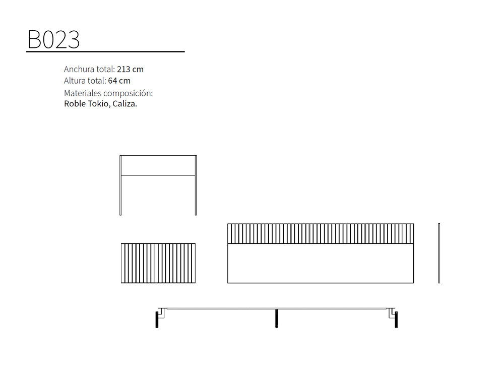 El mueble TV B023 de Kazzano destaca en Seismil Studio, con su diseño moderno en Roble Tokio y piedra Caliza a tu medida.