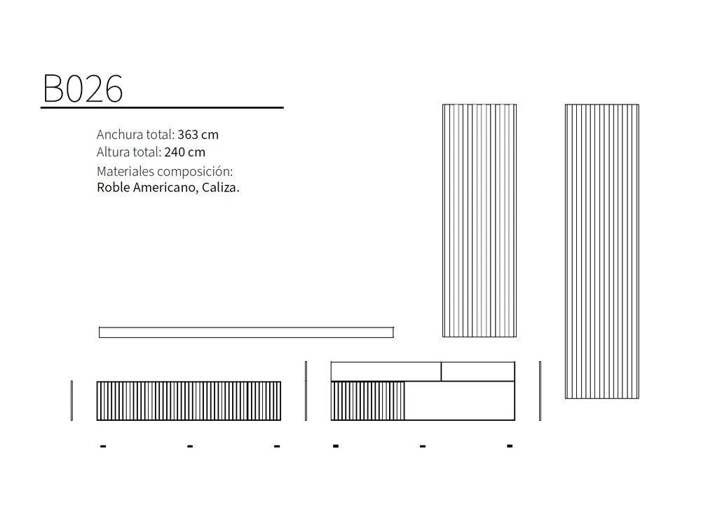 Mueble TV con panel alistonado B026