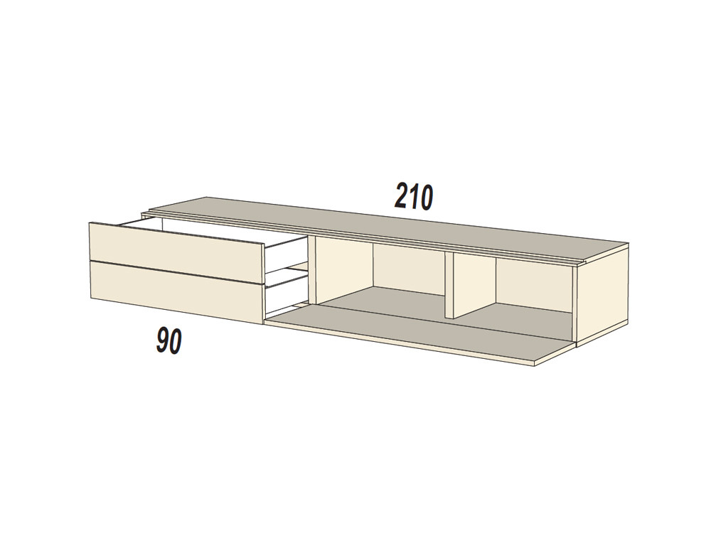 Personaliza la composición B027 de Kazzano con mueble de televisión y paneles a medida para un salón moderno y dinámico.