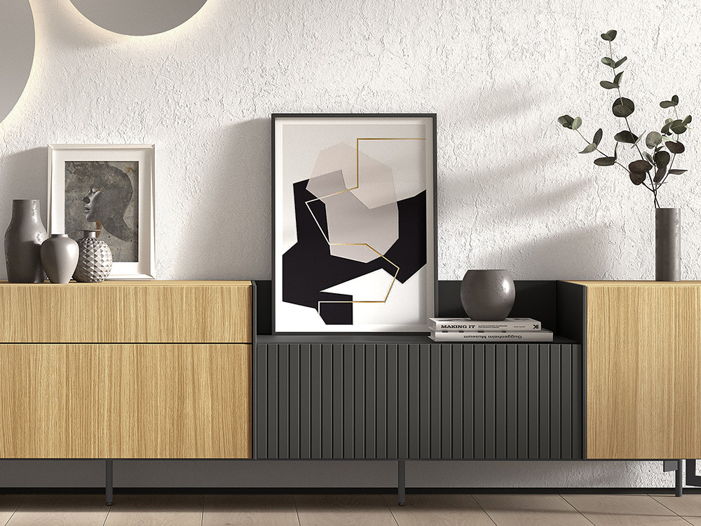 Tu mueble para televisor B029 de Kazzano te espera. Haz tu compra online en Mobel 6000, con acabados a tu propia medida.