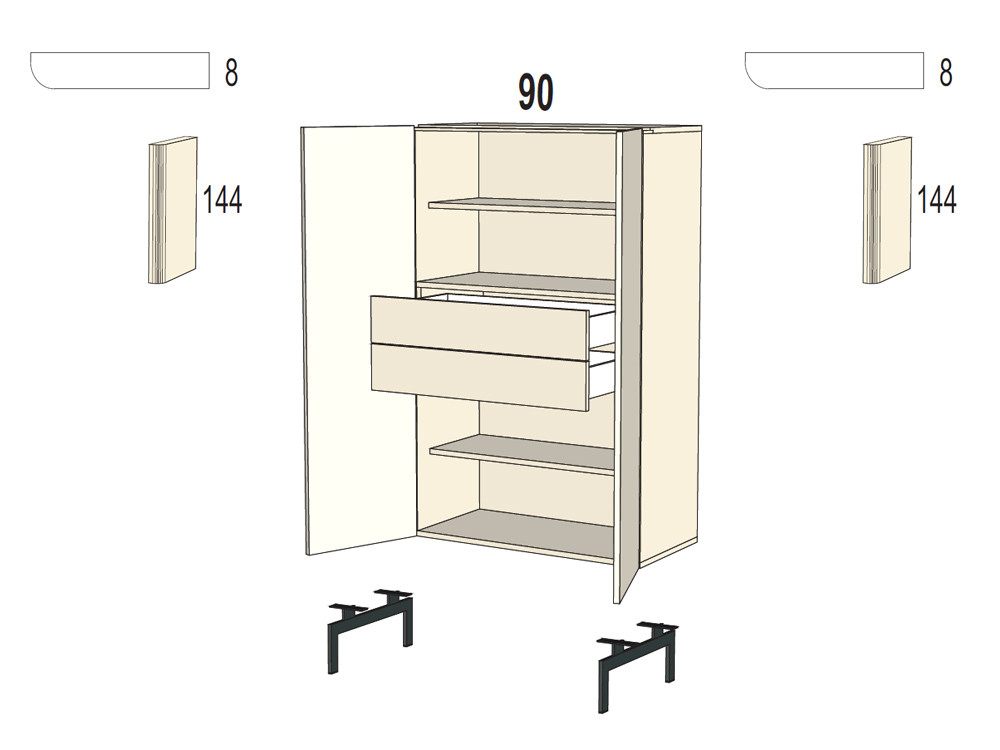 Personaliza a tu gusto la vitrina alta B056 de Kazzano, combinando puertas de cristal y luz led a la medida de tu salón.