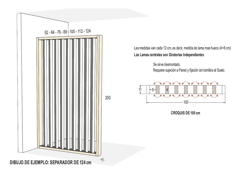 Disponible en varias medidas, podemos personalizar en Mobel 6000 tu separador de ambientes Boll 200cm de Kazzano