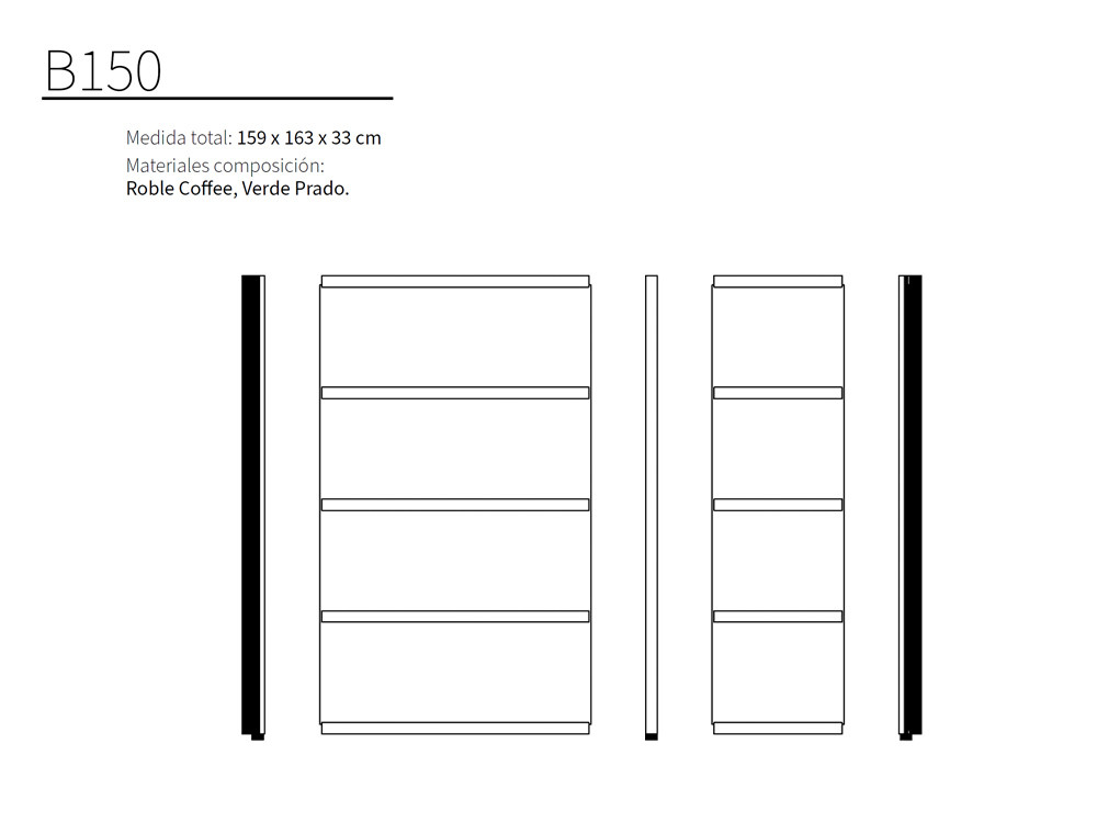 Personaliza tu librería B150 con costados curvos de kazzano